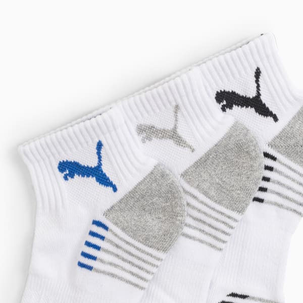Big Kids Quarter Crew Socks [3 Pairs], WHITE / BLUE, extralarge